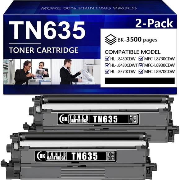 Tóner Láser VIGUSI TN635 Paquete de 2 Cartuchos Negro 3500 Páginas