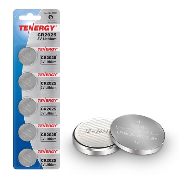 Pila Tenergy CR2025 de litio 3V, botón, paquete de 5