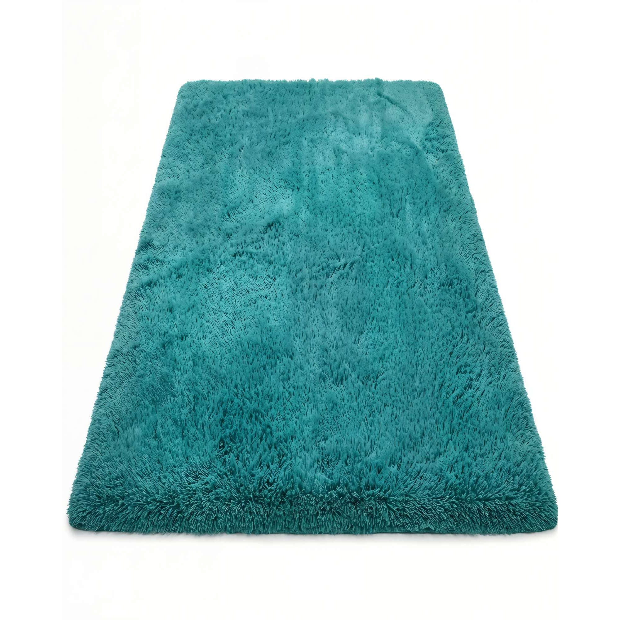 Genérico - Alfombra Peluda 200x240 Color Turquesa 2