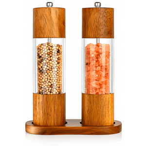 Wakeshome - Pack 2 Salpimenteros Con Base Molinillo Manual Para Especias Marrón