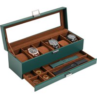 Tapa De Cristal Watch Box Procase Con 6 Ranuras Y 2 Capas, 32,5 X 11 X 11 Cm