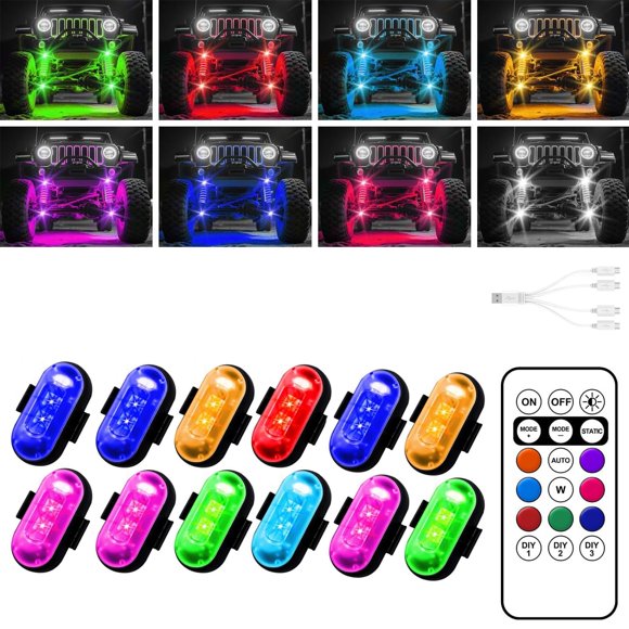 Luces LED Furlerkam inalámbricas, 8 colores, 10 modos, 12 unidades