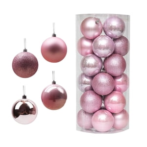 Magideal - 24 Bolas De Navidad Decorativas, Bolas Colgantes, Bolas De 6 Cm Con Cordón, Decoraciones Para Árboles De Navidad Para Fiestas, Festivales, Decoración , Rosado