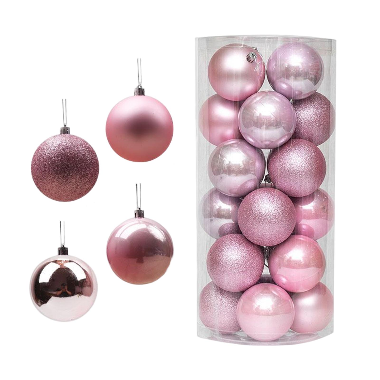 Magideal - 24 Bolas De Navidad Decorativas, Bolas Colgantes, Bolas De 6 Cm Con Cordón, Decoraciones Para Árboles De Navidad Para Fiestas, Festivales, Decoración , Rosado