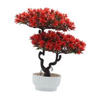 Magideal - De Bonsai Artificial Decoración De Árboles De Bonsai Con Adorno De Maceta Decoración De Plantas Falsas Pequeñas Para Sala De Estar Dormitorio De Rojo