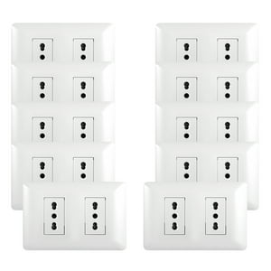 Genérico - Pack 10 Tomacorriente Doble 10/16A 250V Blanco