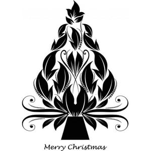Rienda Libre Graphics - Decomural Floral Xmas Tree Merry Christmas Ws-17998
