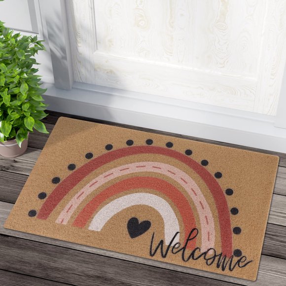 Felpudo CiyVolyeen Rainbow Welcome Boho, 43 x 74 cm, polipropileno
