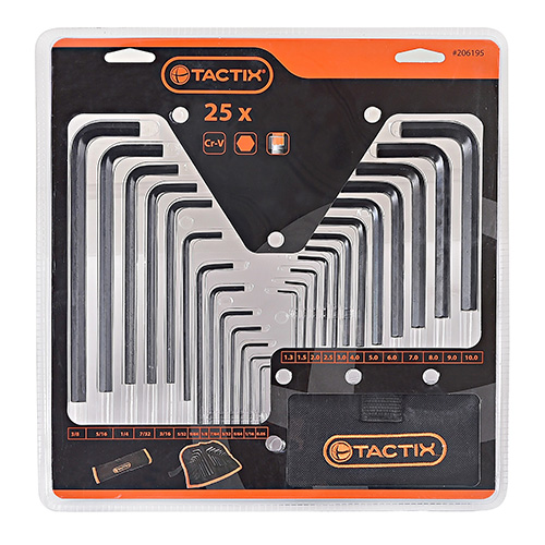 Tactix - Juego Llave Allen Metrico Y Pulgadas 25 Piezas