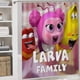 thumbnail image 5 of Familia Larva-theme 4-Piece Shower Curtain Set with Rugs, Waterproof Bathroom Decor Set Includes Bath Mat, U-Shaped Rug, Toilet Lid Cover and Curtain with Hooks, 5 of 6