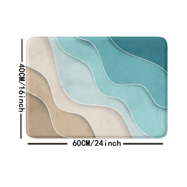 1pc Abstract Beach Printed Bath Rug, Soft Non-Slip Absorbent Bath Mat, Shower Carpet For Home Bathroom Living Room Bedroom, Bathroom Accessories, Home Decor
