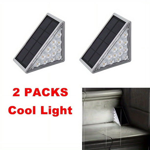 Griselda Packs Solar Stair Lights 2, Solar Step Lights Waterproof IP67 Outdoor, Led Solar Deck Lights Decor For Outdoor Step, Stair, Yard, Porch, Staircase, Walkway, Porch And Pathway(Warm White And C