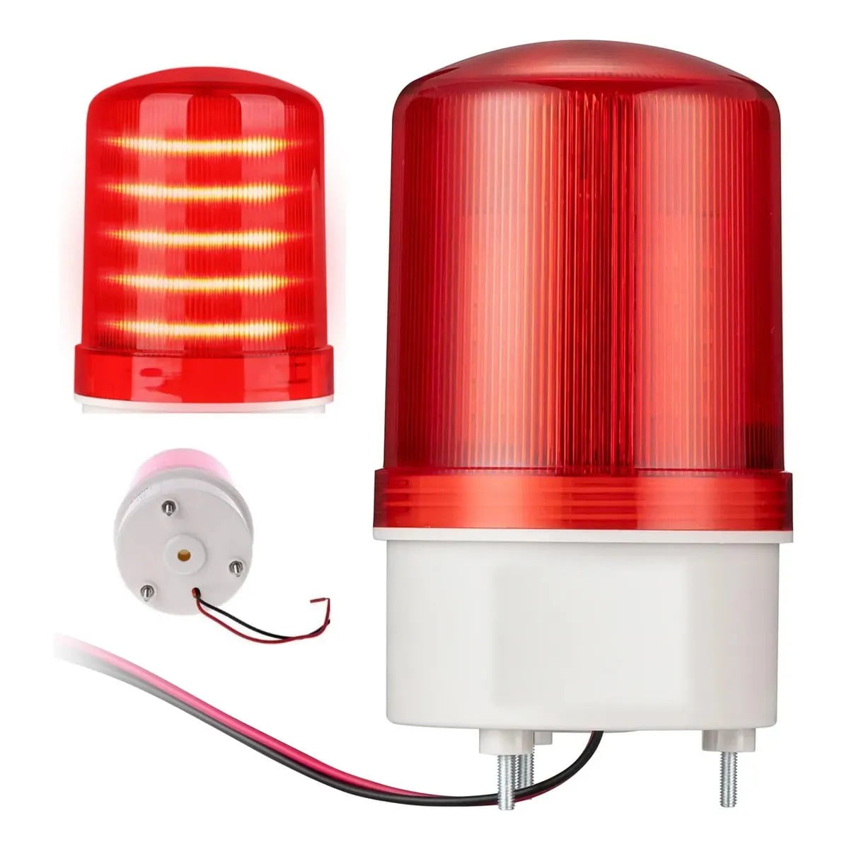 Genérica - Baliza Giratoria Led Con Sirena 220v Rojo Porton Alarma