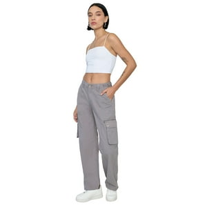 Pantalón Mujer Cargo Ajustable Verde Gris Claro Corona