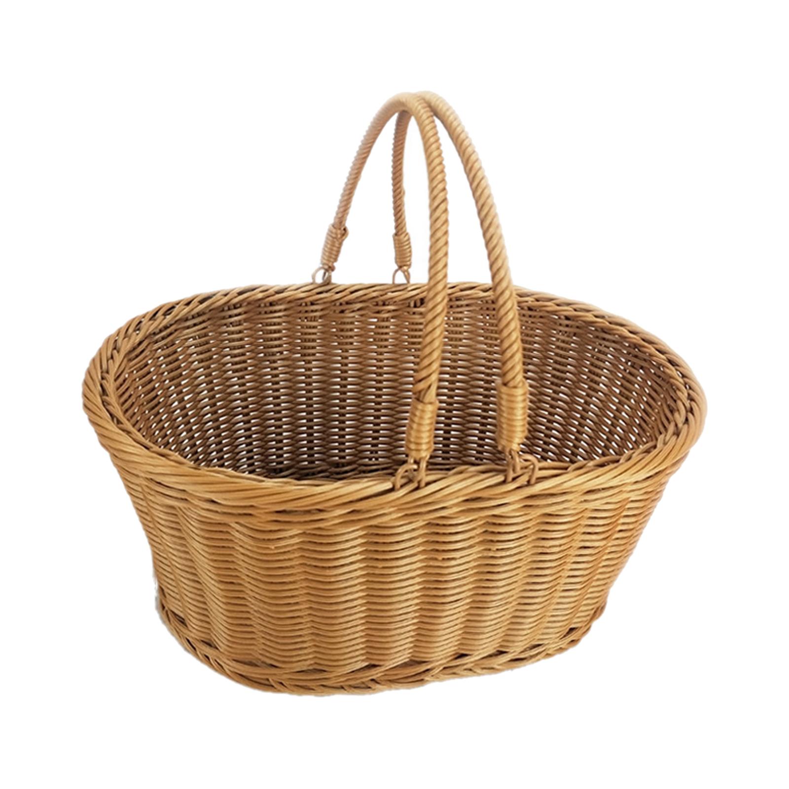 Magideal - Cesta De Picnic Tejida A Mano Cesta De Servicio De Almacenamiento Cesta De Almacenamiento De Pan Verduras Para El Dormitorio Sala De E S