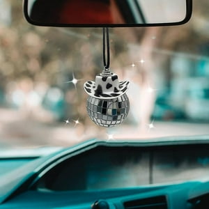 Veat00L - Colgante De Automóviles, Sombrero Vaquero Con Forma De Bola Redonda, Mini Bola De Discoteca, Interior De Automóviles, Accesorios De Interior, Árboles De Navidad Decorativos
