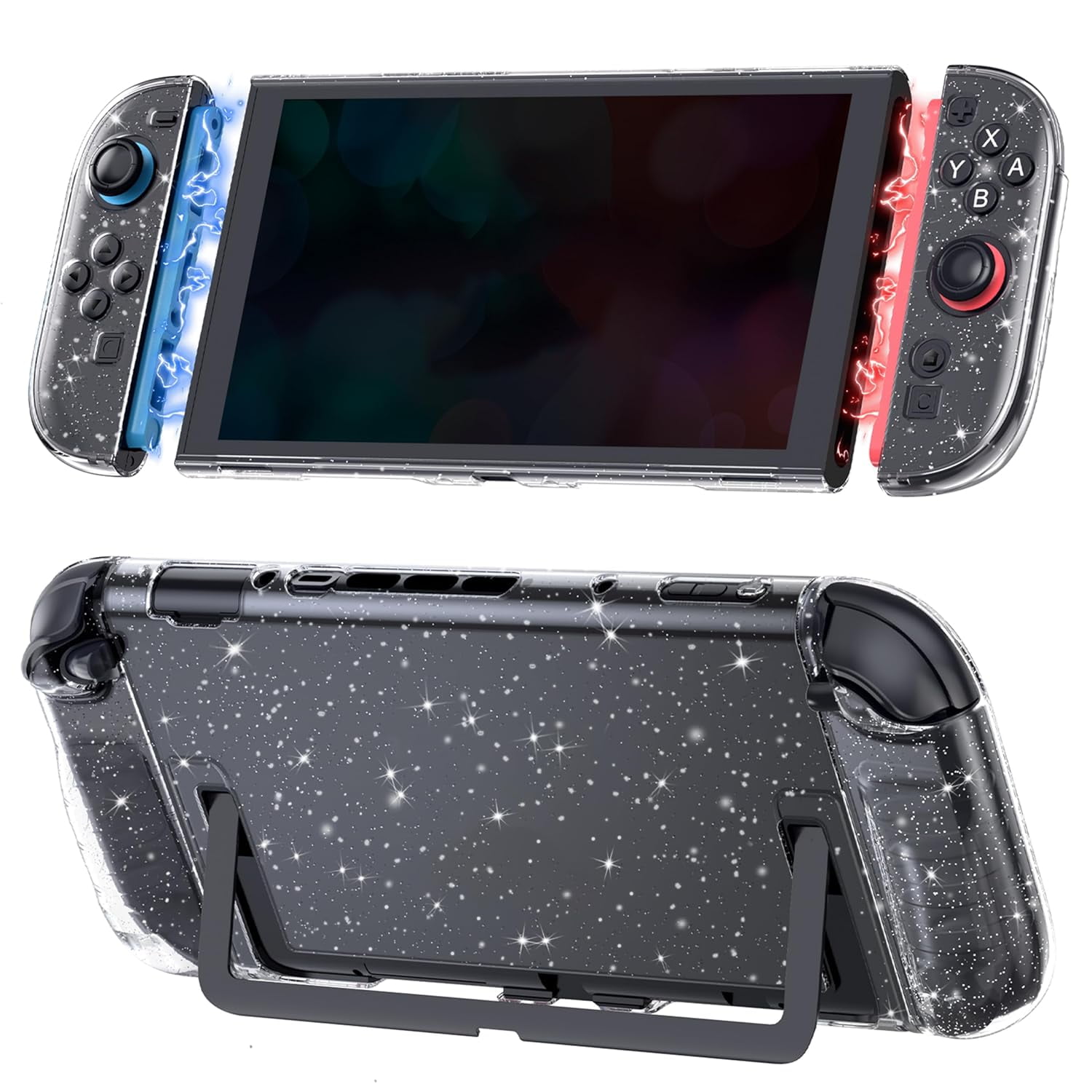 Genérico - Funda Transparente Acoplable Compatible Con Nintendo Switch 2, Funda Protectora Delgada Para Joy-cons, Funda Protectora, Carcasa Rígida Antiarañazos Y Antichoque Con Purpurina