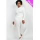 thumbnail image 1 of Saronite Conjunto de 2 Piezas de Top y Leggings de Manga Larga con Cuello Alto y Punto Acanalado Básico, Blanco (Talla Grande para Mujer), 1 of 2