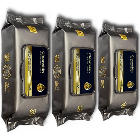 Toallitas limpiadoras CleanSkin para tatuar, 80 unidades (paquete de 3)