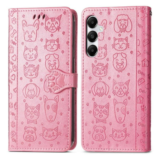 Funda Cartera FOXDOCK para Samsung Galaxy A35 5G , Flip PU con Relieve de Gatos y Perros, Tarjetero y Soporte