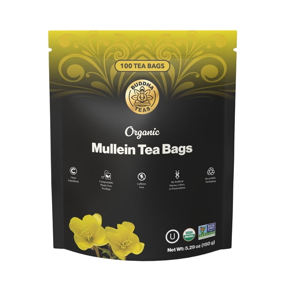 Bolsitas de té orgánico con hojas de gordolobo de Tea Buddha Teas, paquete de 100