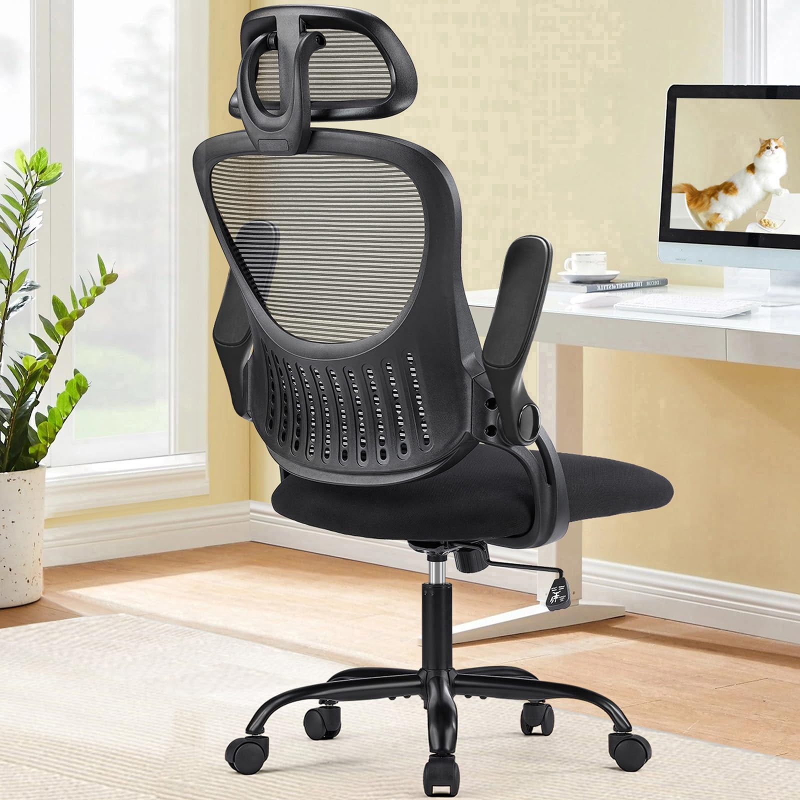 Silla De Escritorio Para Computadora De Oficina Sweetcrispy, Ergonómica, Con Respaldo Alto