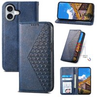 Funda Flip Foxdock Para Iphone 16 , Estilo Billetera Con Diseño Rombo, Correa De Mano Y Soporte, Uso Diario