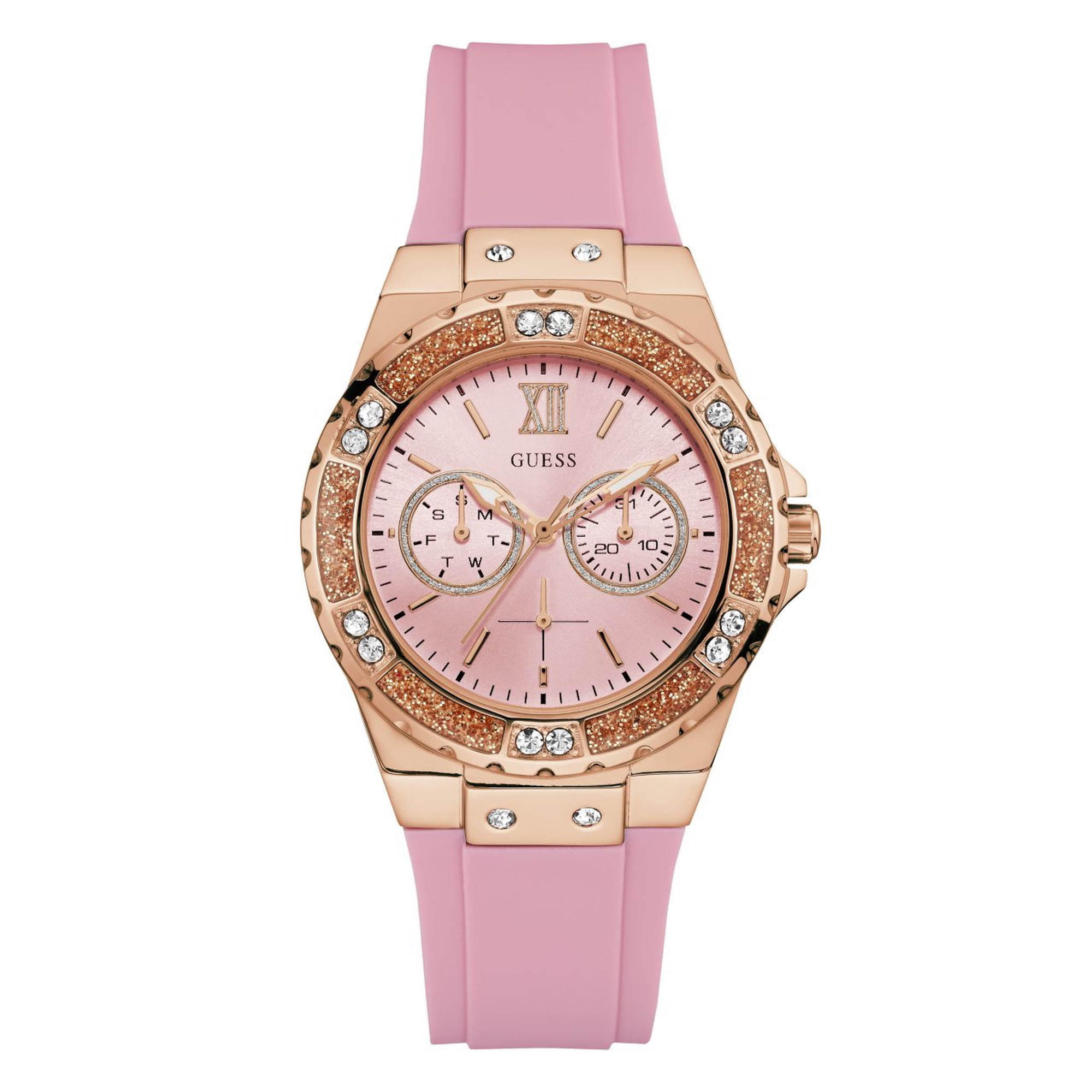 Reloj Guess U1053l3 Para Mujer De Acero Inoxidable Con Silicona, Color Rosa