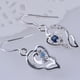 thumbnail image 2 of 925 Silvery Plated Love Heart Shaped Faux Sapphire Drop Earrings Wedding Party Jewelry Christmas Gift, 2 of 2