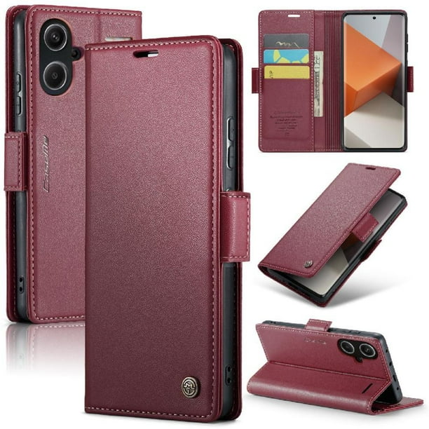 CaseMe tipo cartera Xiaomi Redmi Note 13 Pro Plus con cierre magnético, RFID, tarjetero, soporte, carga inalámbrica