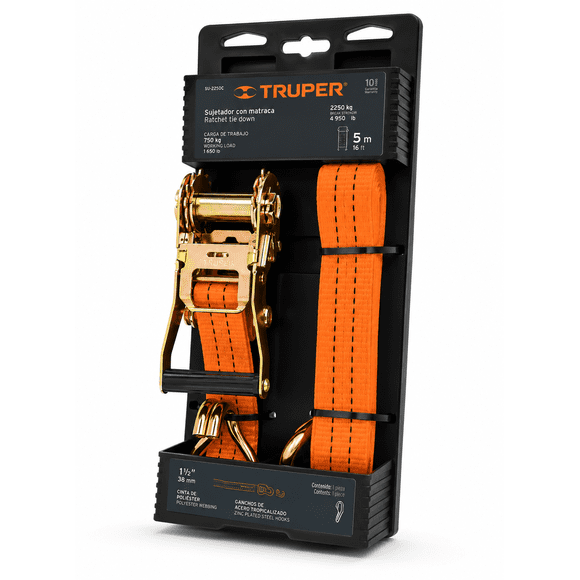 Eslinga Con Carraca Truper De 5 Mt X 1.1/2 Para 2.250 Kg