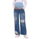 thumbnail image 1 of INSPIRE CHIC Jeans de Maternidad para Mujeres Rotos Desgastados con Encaje Patchwork Sobre el Vientre Soporte Pantalones de Mezclilla de Embarazo L Azul, 1 of 6