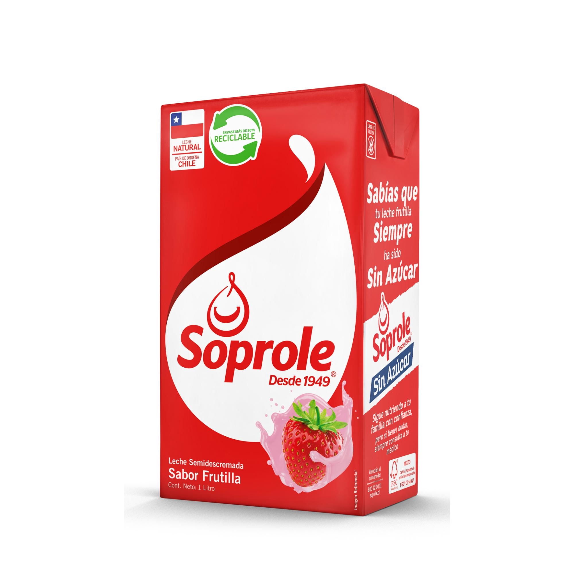 Leche Semidescremada Frutilla 1 L Soprole