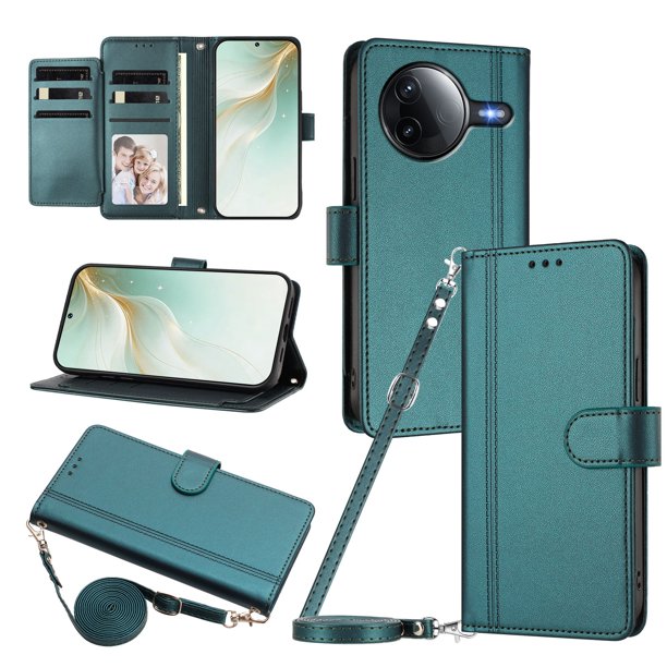 Funda Tipo Libro para Xiaomi POCO F7 Pro, Tapa con Imán, Verde Oscuro