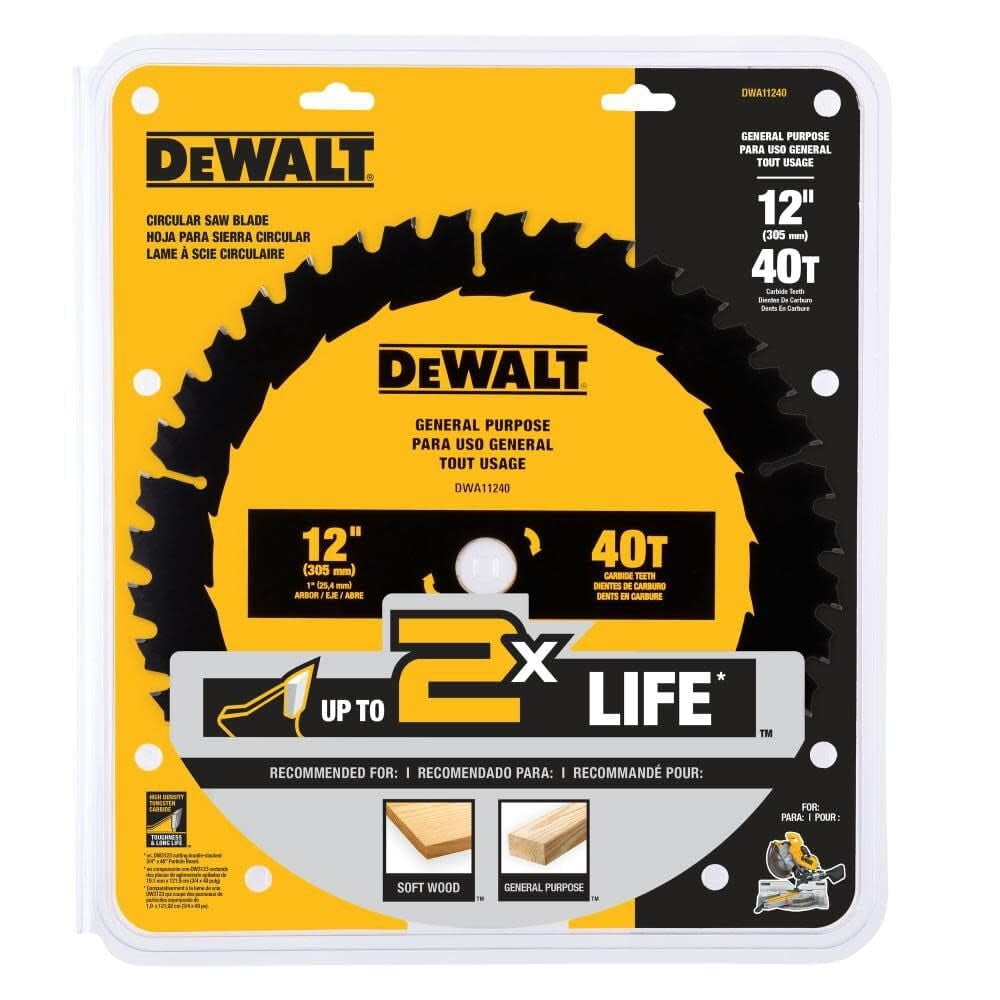 Hoja De Sierra Dewalt Dwa11240 De Uso General 12 Pulgadas 40t