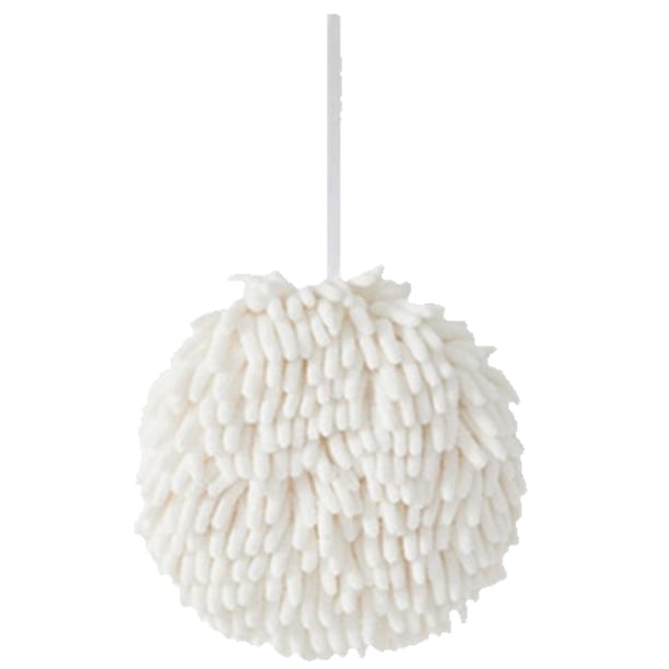 REGALWOVEN Toallas de Mano de Chenilla Suaves y Absorbentes, Toalla Decorativa Peluda con Gancho para Pared para Baño (6 x 6 Pulgadas) Blanco 1 Pieza