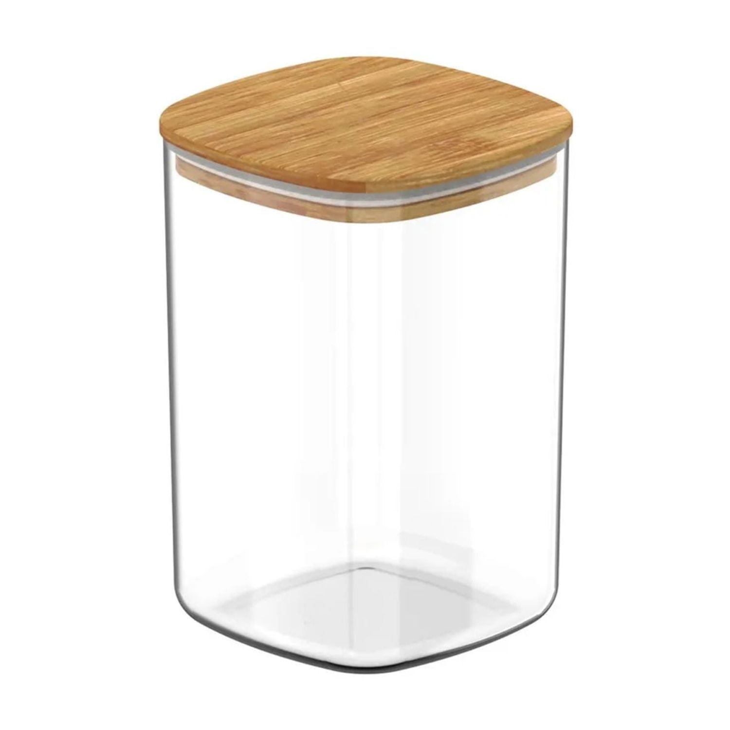 Disparo - Frasco Tarro Hermetico Cuadrado 400ml Vidrio 12cm Tapa Bambú