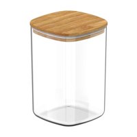 Disparo - Frasco Tarro Hermetico Cuadrado 400Ml Vidrio 12Cm Tapa Bambú