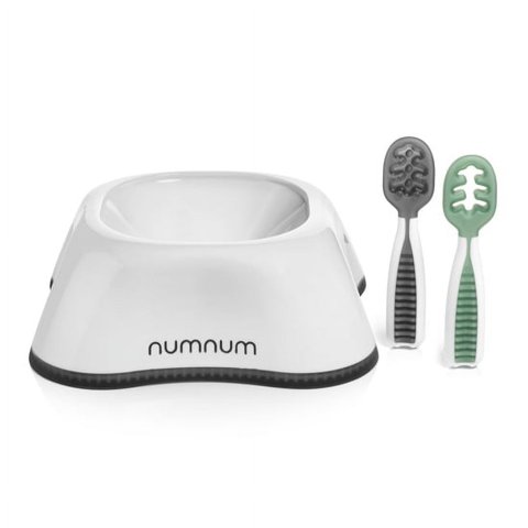 Num Num - Utensilio Para Alimentaciónbowl + 2 Pre.Cucharas Starter Kit Blanco
