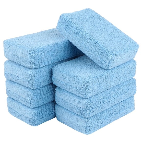 Almohadillas aplicadoras de microfibra AIDEA, paquete de 8 unidades, para lavado de autos, color azul