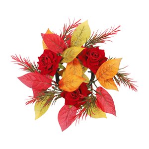 Magideal - Corona De Anillo De Vela, Corona De Granja De Otoño, Pequeña Corona De Otoño, Candelabro De Pilar, Corona De Rosas Artificiales Para El Hogar, Acción