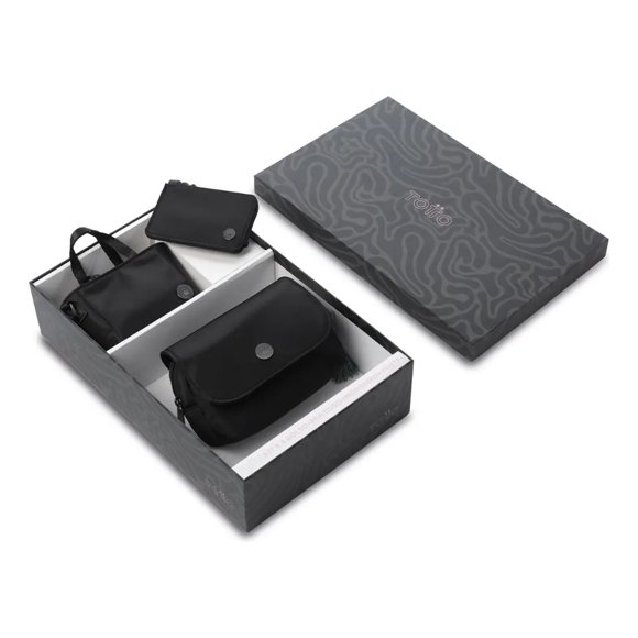 Kit Corneana 2 Riñonera+cosmetiquera+monedero+postal Negro