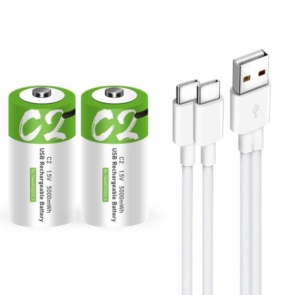 Pilas C recargables CAMELCELL de 5000 mWh con USB Tipo C, paquete de 2