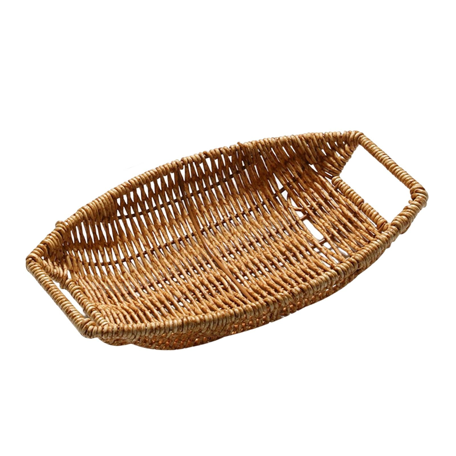 Bothyi - Bandeja Ovalada De Ratán, Cesta De Frutas, Organizador De Cestas De Pan Para Merienda, Mesa De Pan Abierta, Marrón L