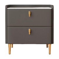 Global Latin Group - Velador Moderno 2 Cajones Con Patas Doradas Mesa De Noche De Lujo Para Dormitorio