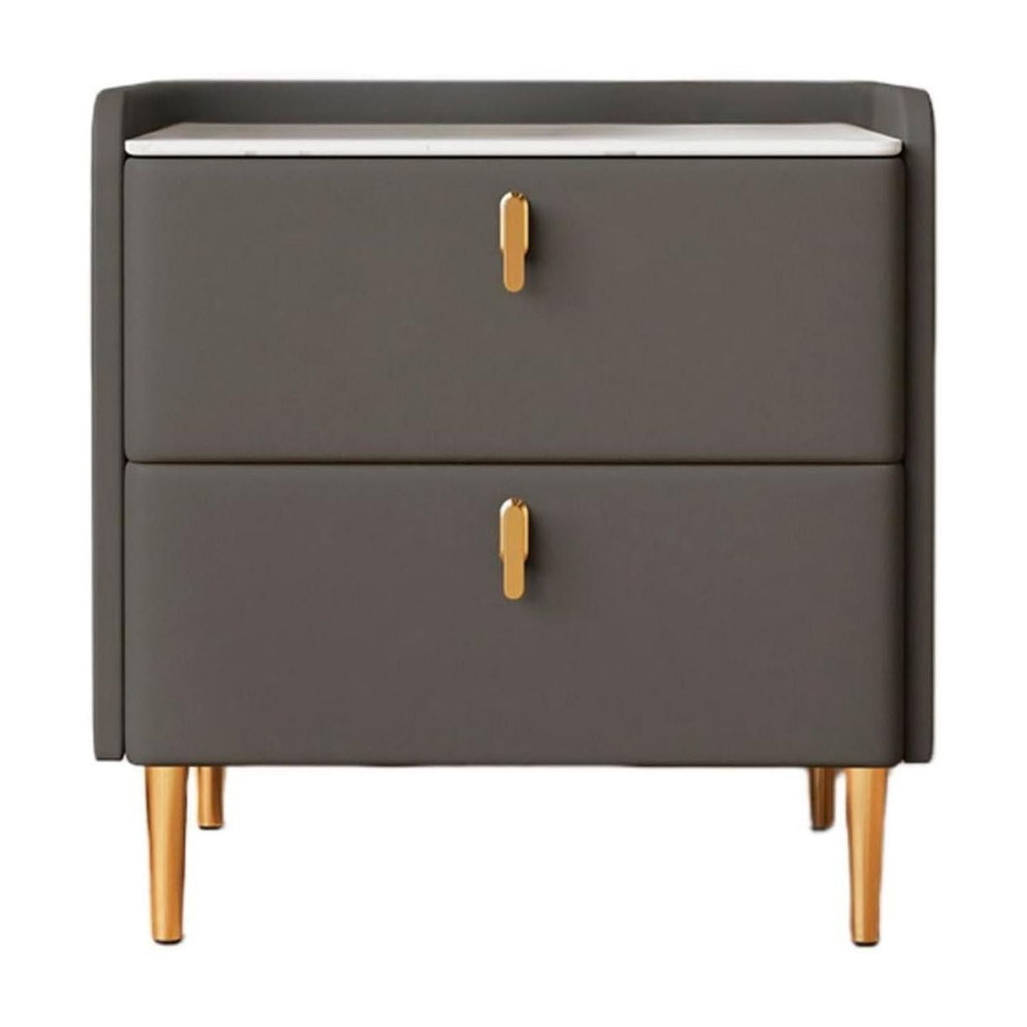 Global Latin Group - Velador Moderno 2 Cajones Con Patas Doradas Mesa De Noche De Lujo Para Dormitorio