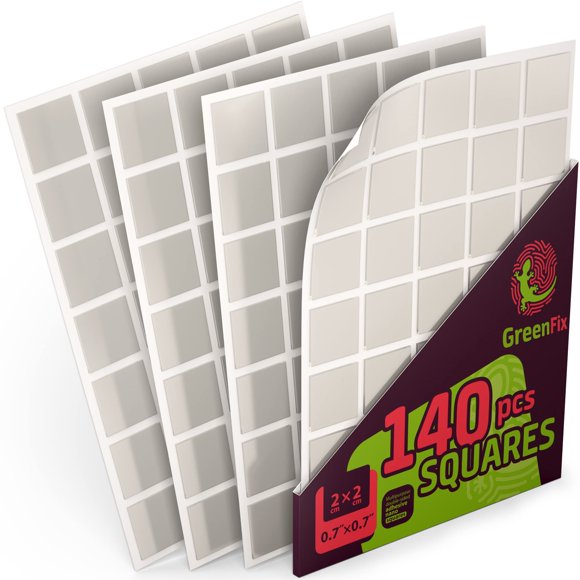 Cuadrados de Montaje GreenFix 140 uds 2x2 cm Transparentes y Desprendibles