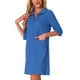 thumbnail image 4 of INSPIRE CHIC Bata de mujer de punto waffle con cremallera, ligera, manga 3/4, longitud hasta la rodilla, con bolsillos para descansar, S Azul Real, 4 of 6