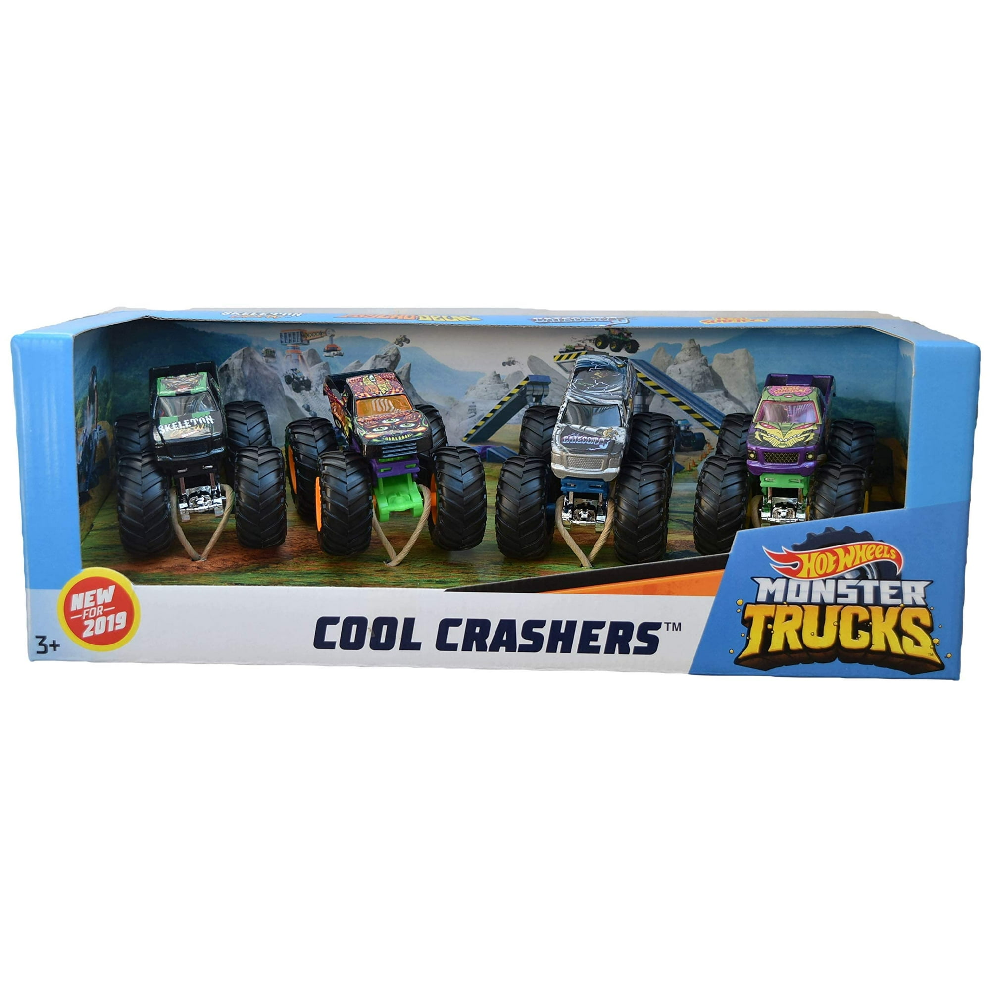 Hot Wheels Monster Trucks Escala 1:64 Paquete De 4 Con Ruedas Gigantes