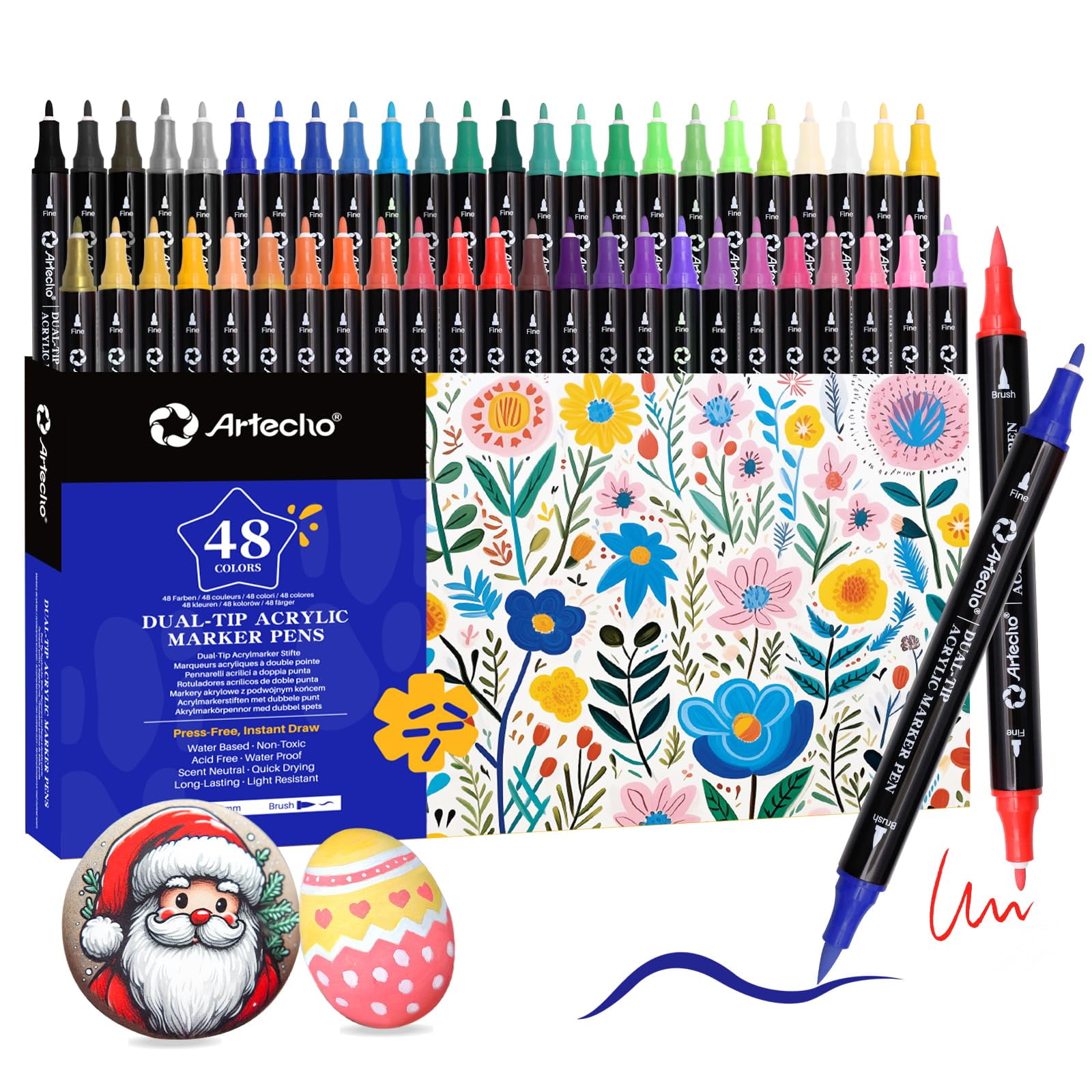 Artecho - Marcadores De Pintura Acrílica 48 Colores Para Múltiples Superficies